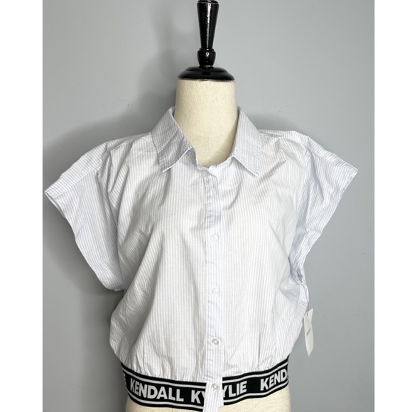 Kendall & Kylie Forever 21 NWT Pinstriped Poplin Shirt XL - Picture 3 of 9